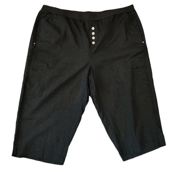 Ellos Linen Blend Stretch Waist Black Crop Cargo Pant Plus Size 28 4X New NWOTS - Picture 8 of 15